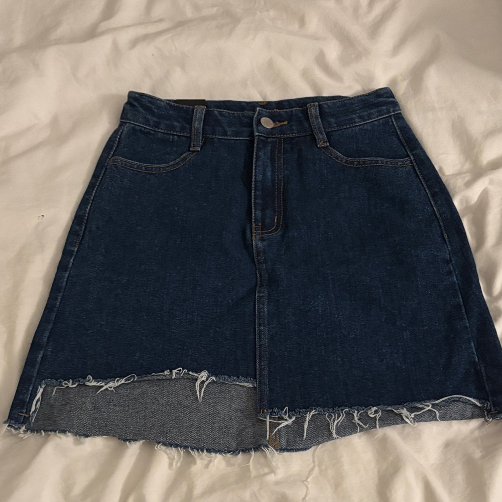 Asymmetrical Jean Mini Skirt